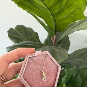 M. Hisae 14K Solid Gold Tear Drop Champagne Diamond charm
